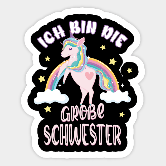 Ich bin die große Schwester Einorn Sticker by Foxxy Merch